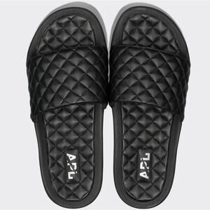 APL Size 5 Slides Black Quilted Nappa Leather NEW Athletic Propulsion Lab $199